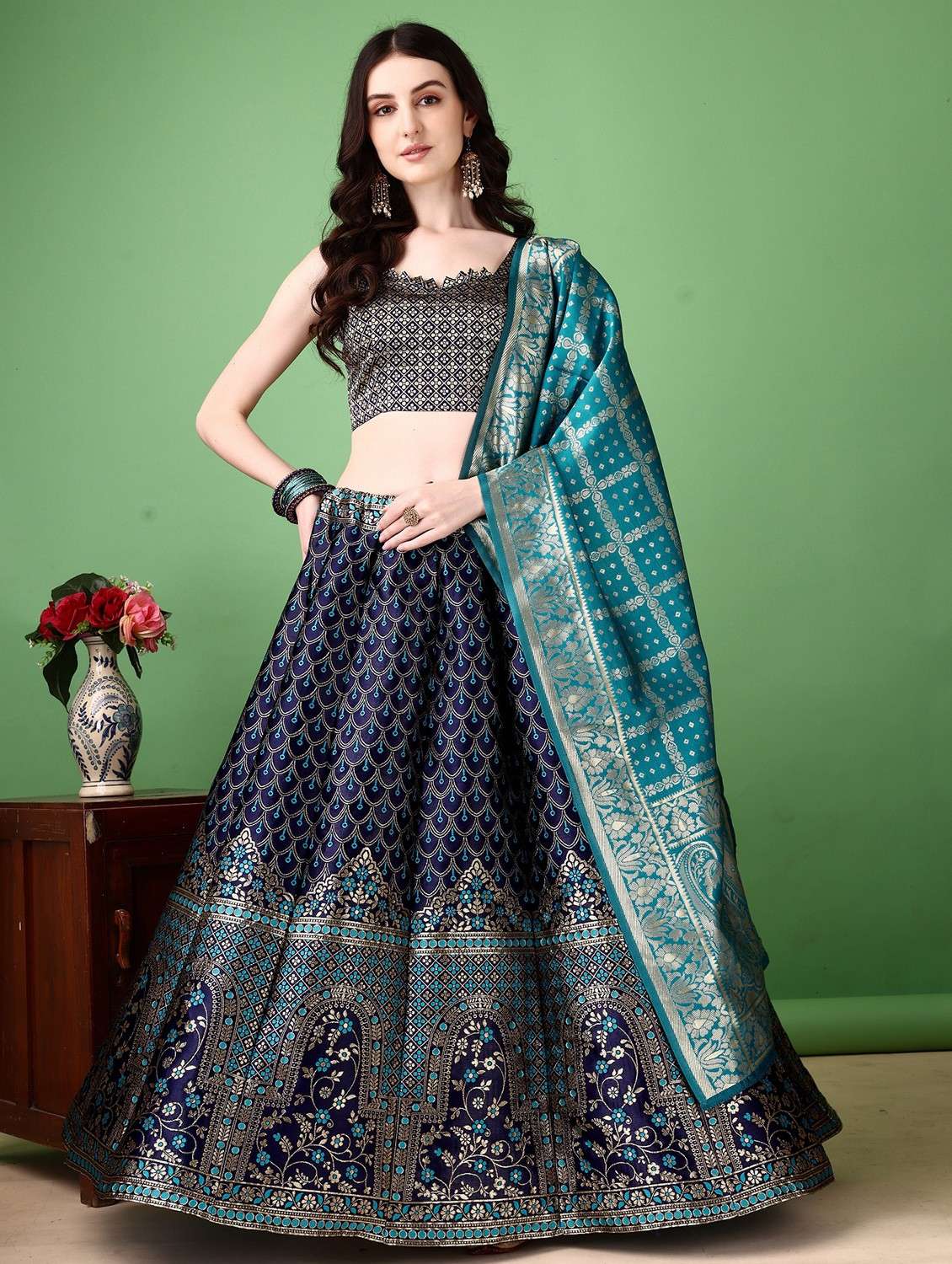 women self designed flared lehenga choli with duppata set - 22042138 -  Standard Image - 2
