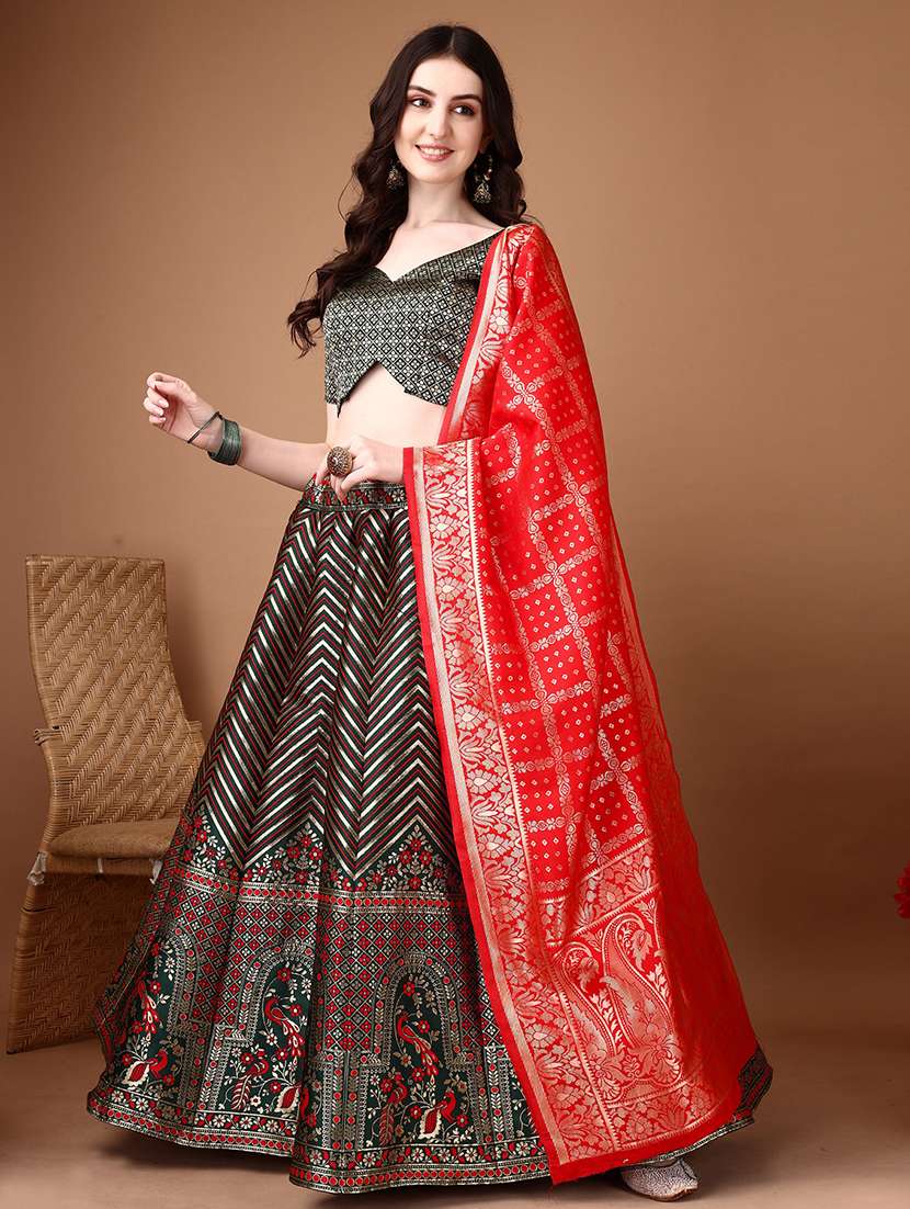 women self design flared unstitched lehenga - 22042140 - Standard Image - 2