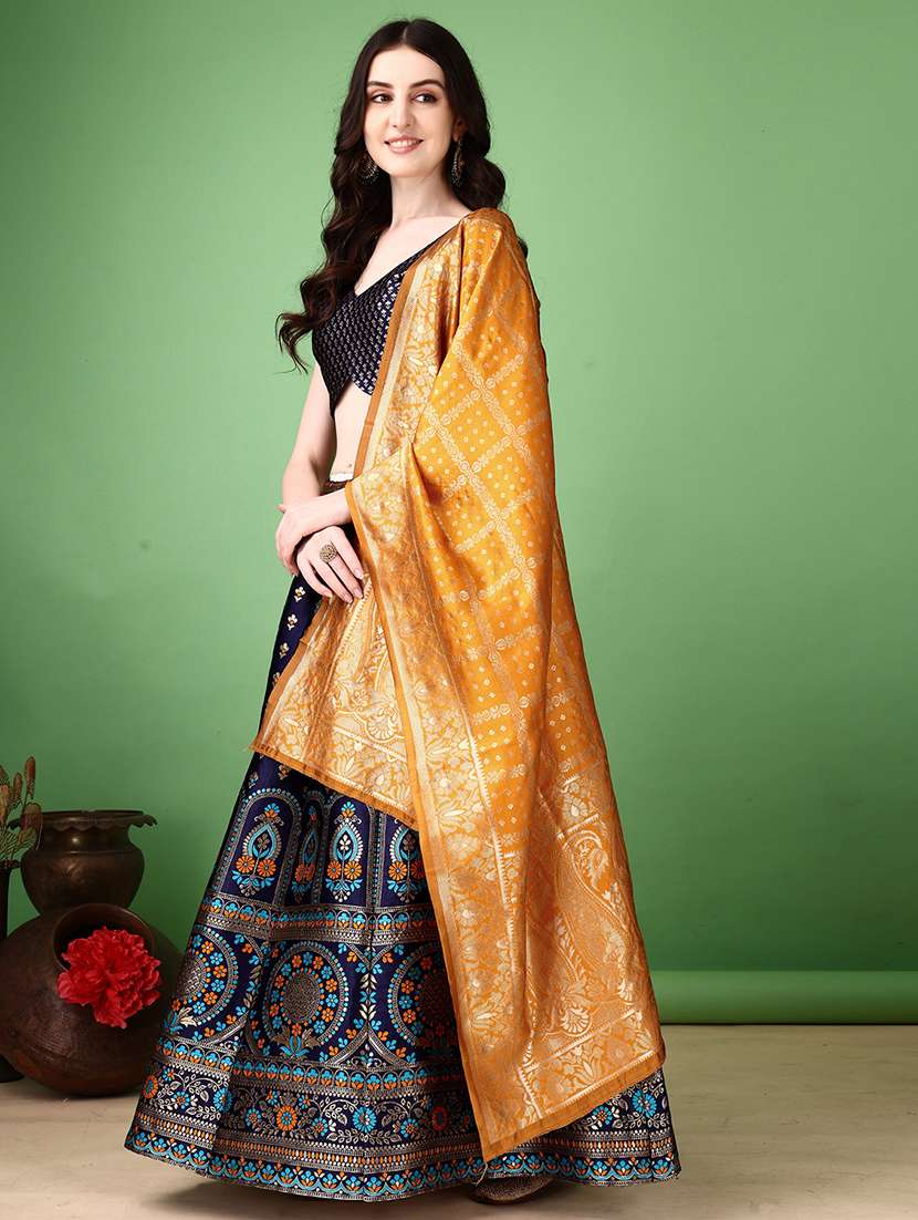 women self design flared unstitched lehenga - 22042144 - Standard Image - 2