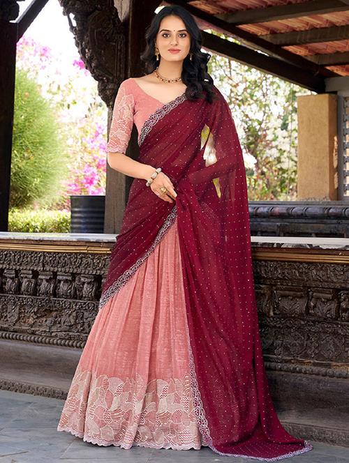women embroidered flared lehenga choli with duppata set - 22042146 - Standard Image - 0