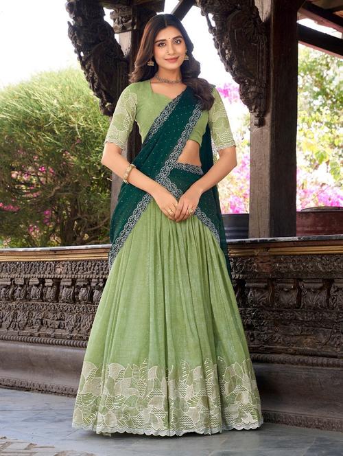 women embroidered flared lehenga choli with duppata set - 22042147 - Standard Image - 0