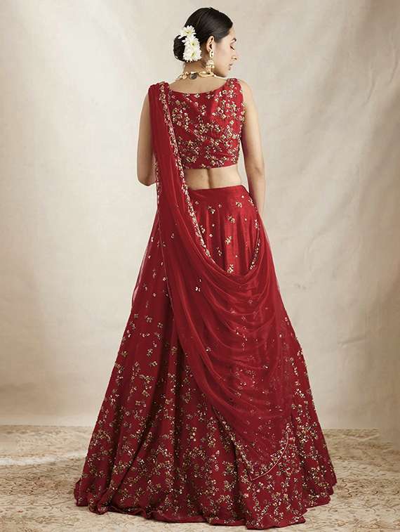 women embroidered flared lehenga choli with duppata set - 22042154 - Standard Image - 2
