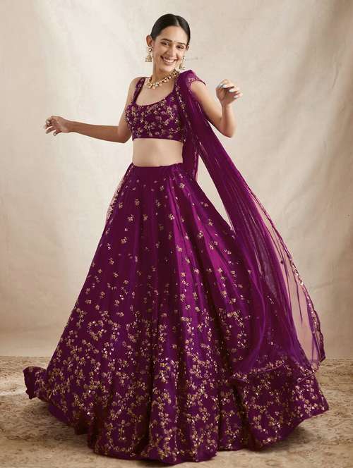 women embroidered flared lehenga choli with duppata set - 22042155 -  Standard Image - 0