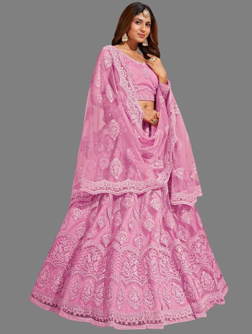 women embroidered flared lehenga choli with duppata set