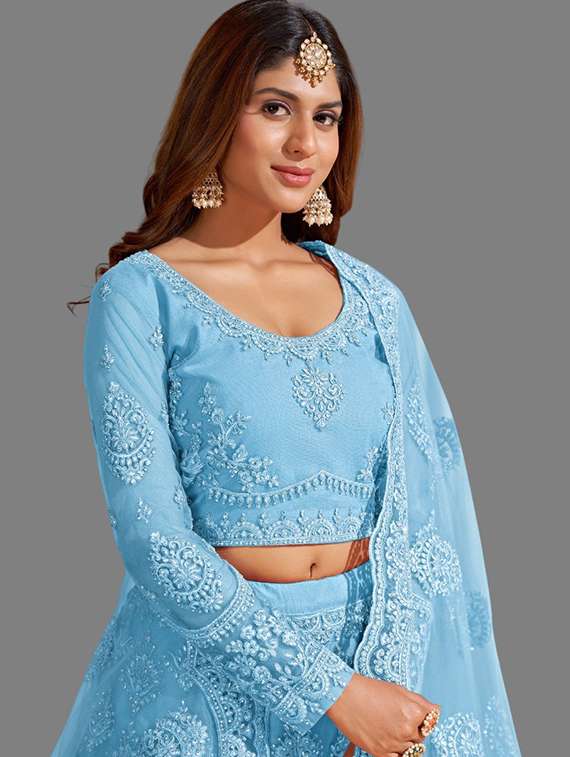 women embroidered flared lehenga choli with duppata set - 22042159 -  Standard Image - 2