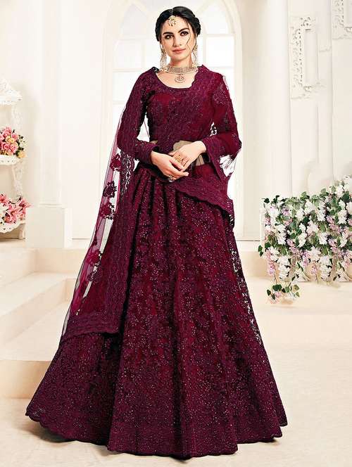women embroidered flared lehenga choli with duppata set - 22042163 - Standard Image - 0