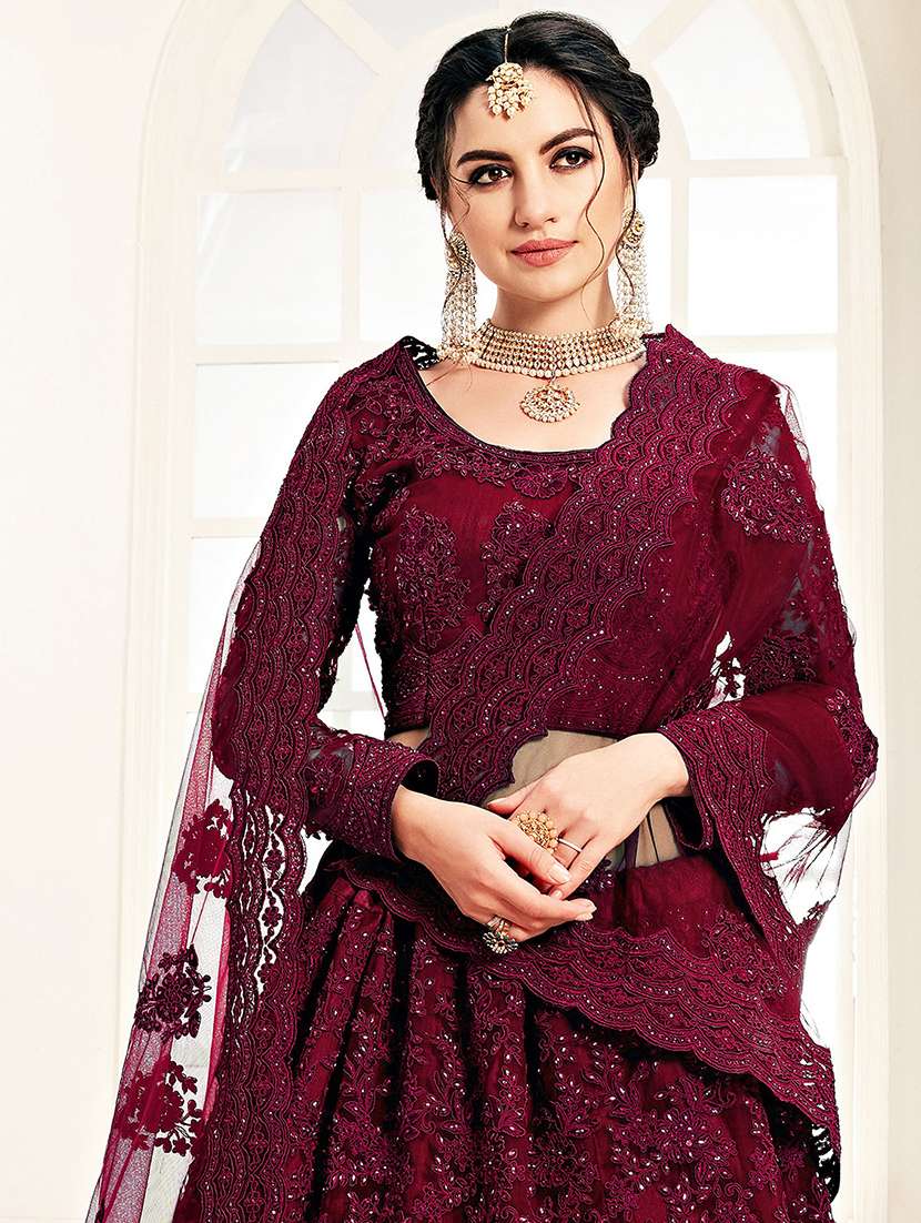 women embroidered flared lehenga choli with duppata set - 22042163 - Standard Image - 2