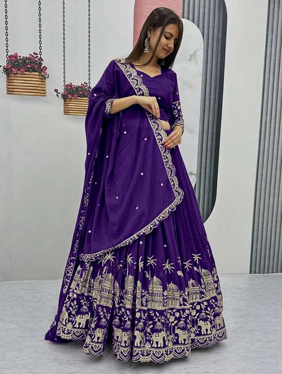 women embroidered flared lehenga choli with duppata set - 22042170 -  Standard Image - 2