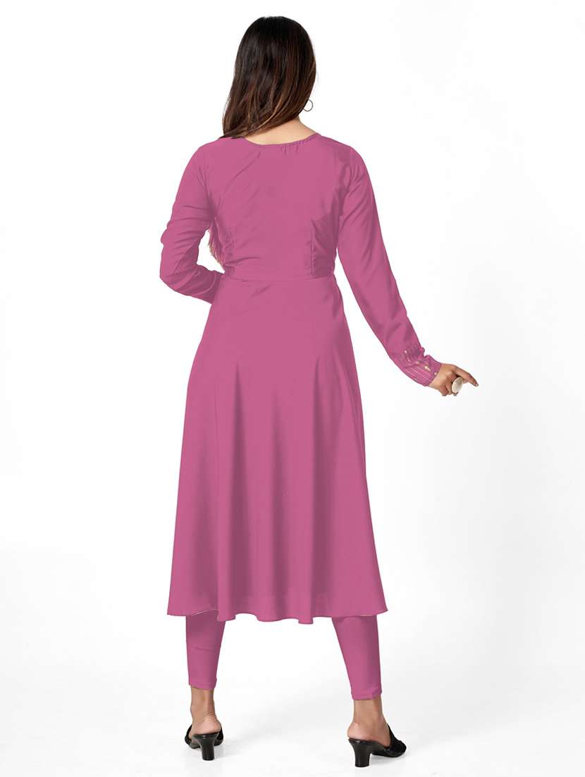 women solid long sleeve kurta and dupatta set - 22042187 -  Standard Image - 2