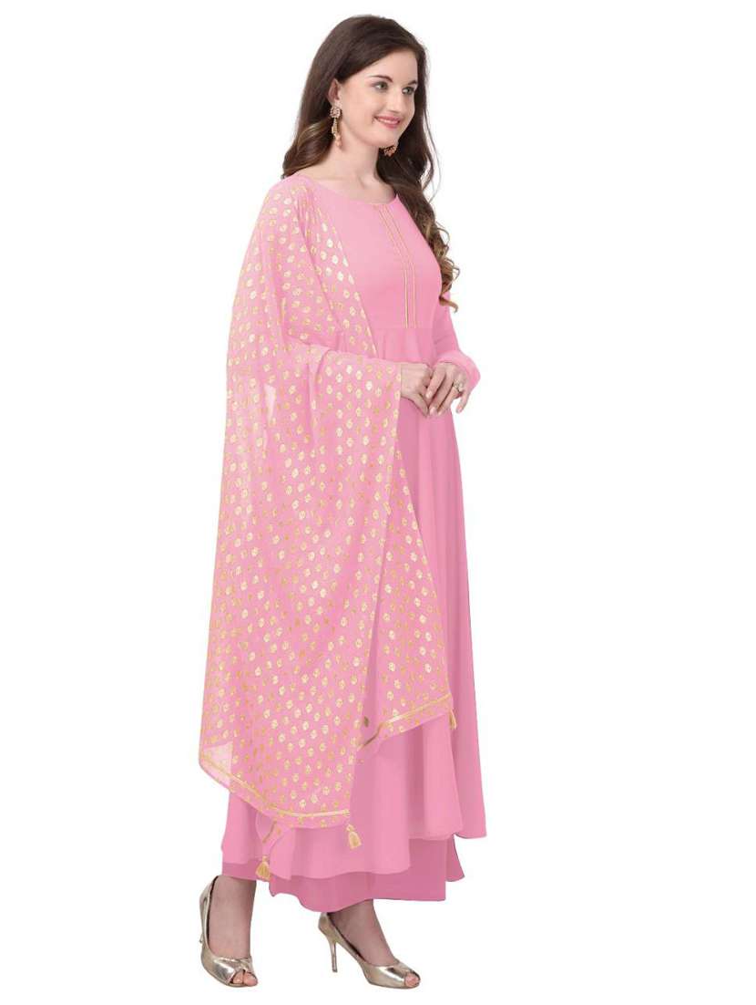women solid long sleeve kurta and dupatta set - 22042192 - Standard Image - 2