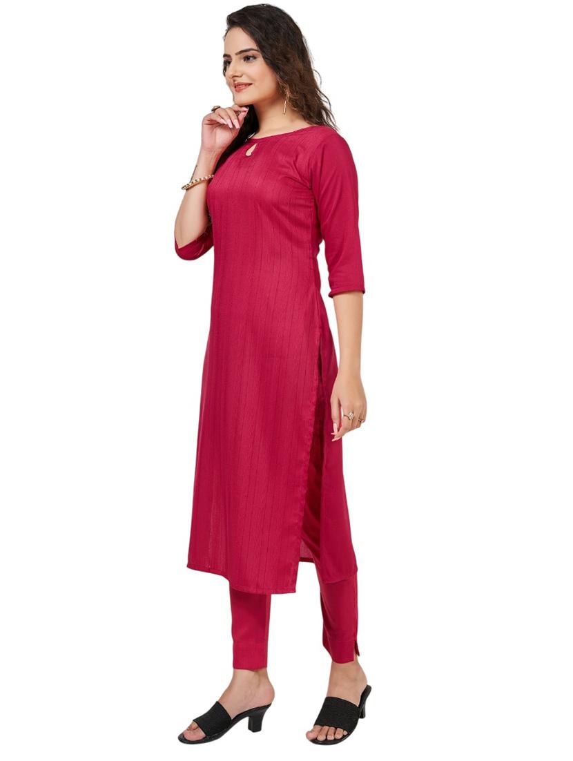 women printed three quarter sleeve kurta and pant set - 22042225 - Standard Image - 2