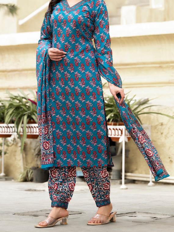 girls printed kurta and salwar with dupatta - 22042233 - Standard Image - 2