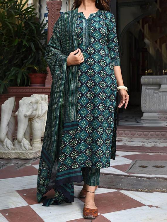 girls printed kurta and pant with dupatta - 22042247 - Standard Image - 2