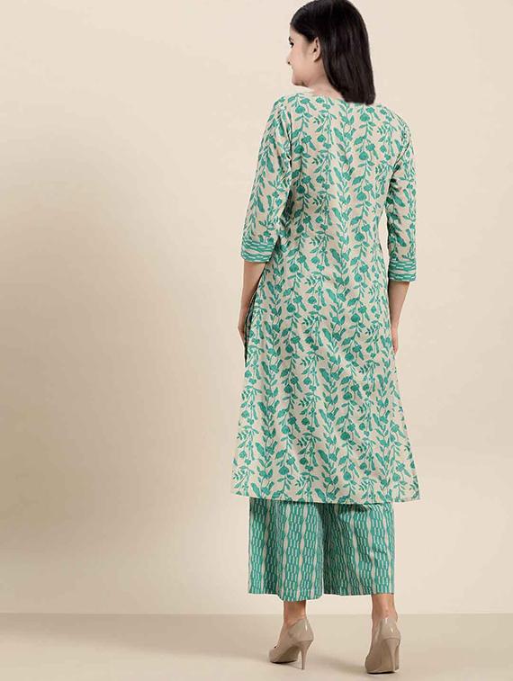 girls printed three quarter sleeve kurta and pant set - 22042259 - Standard Image - 2