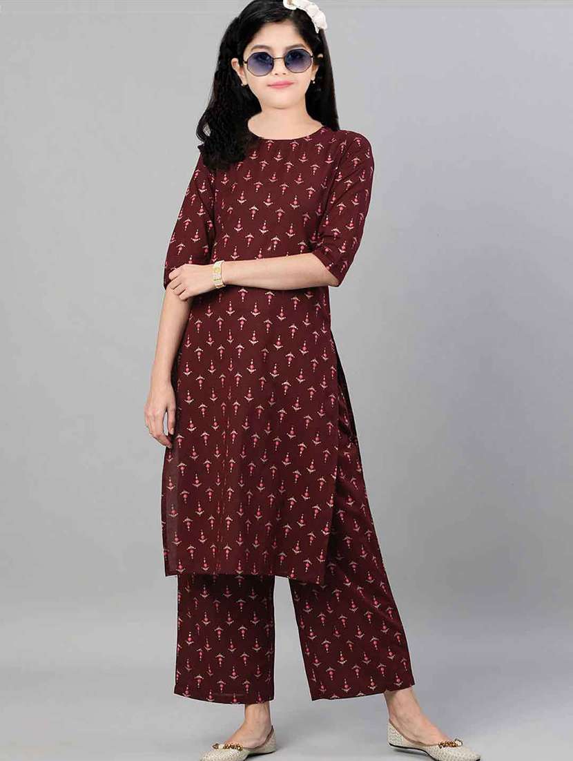 girls printed kurta and palazzo set - 22042261 - Standard Image - 2