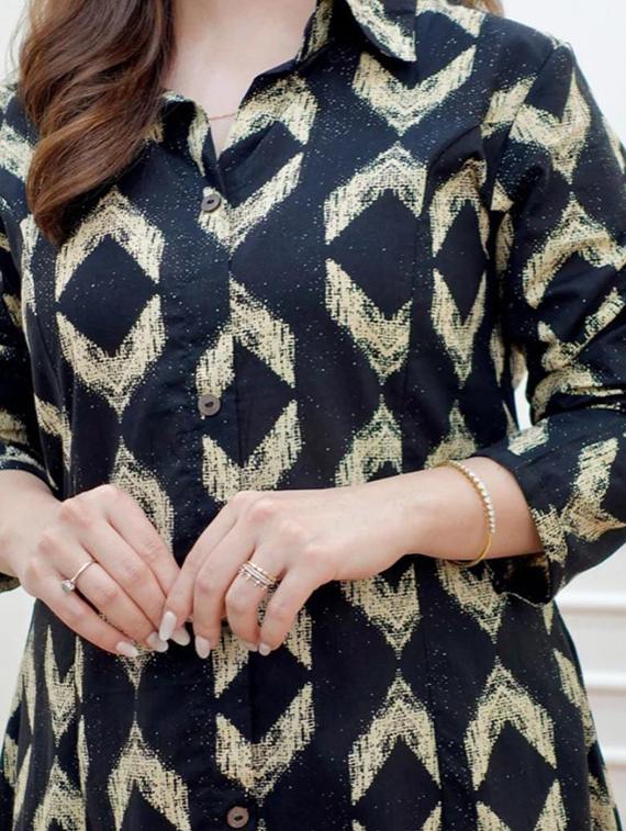 girls printed three quarter sleeve kurta and pant set - 22042268 - Standard Image - 2