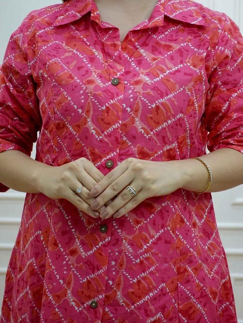 girls printed three quarter sleeve kurta and pant set - 22042274 - Standard Image - 2