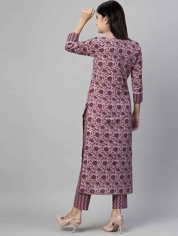 girls printed three quarter sleeve kurta and pant set - 22042284 - Standard Image - 2