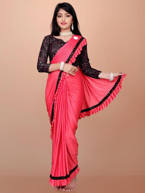 girls embellished ready to wear ruffle saree - 22042295 - Standard Image - 0