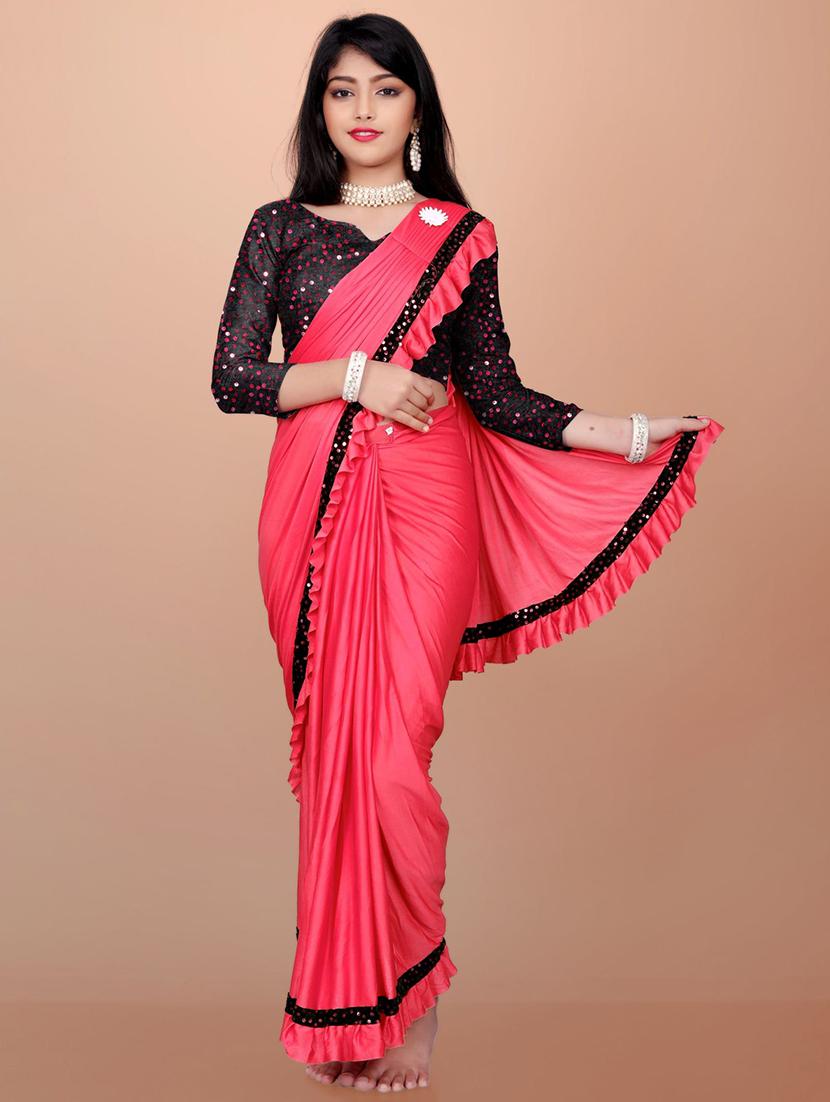 girls embellished ready to wear ruffle saree - 22042295 - Zoom Image - 0