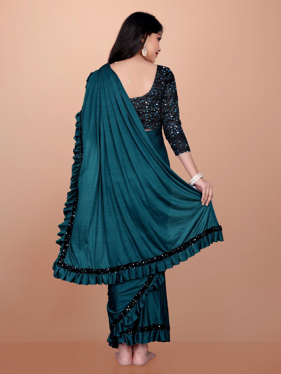 girls embellished ready to wear ruffle saree - 22042296 - Standard Image - 2