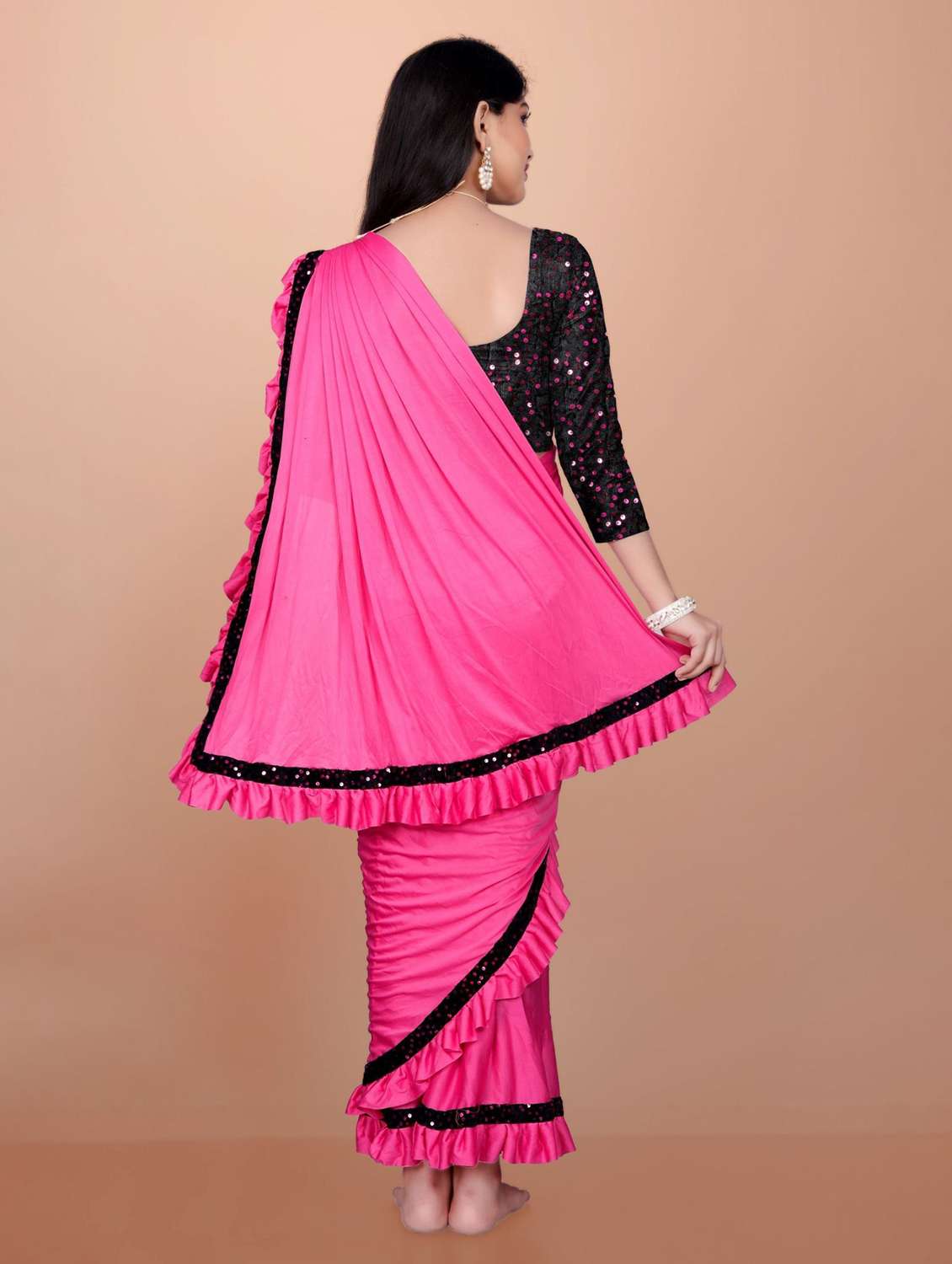 girls embellished ready to wear ruffle saree - 22042298 -  Standard Image - 2