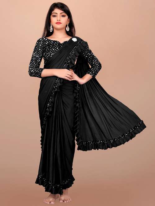 girls embellished ready to wear ruffle saree - 22042305 -  Standard Image - 0