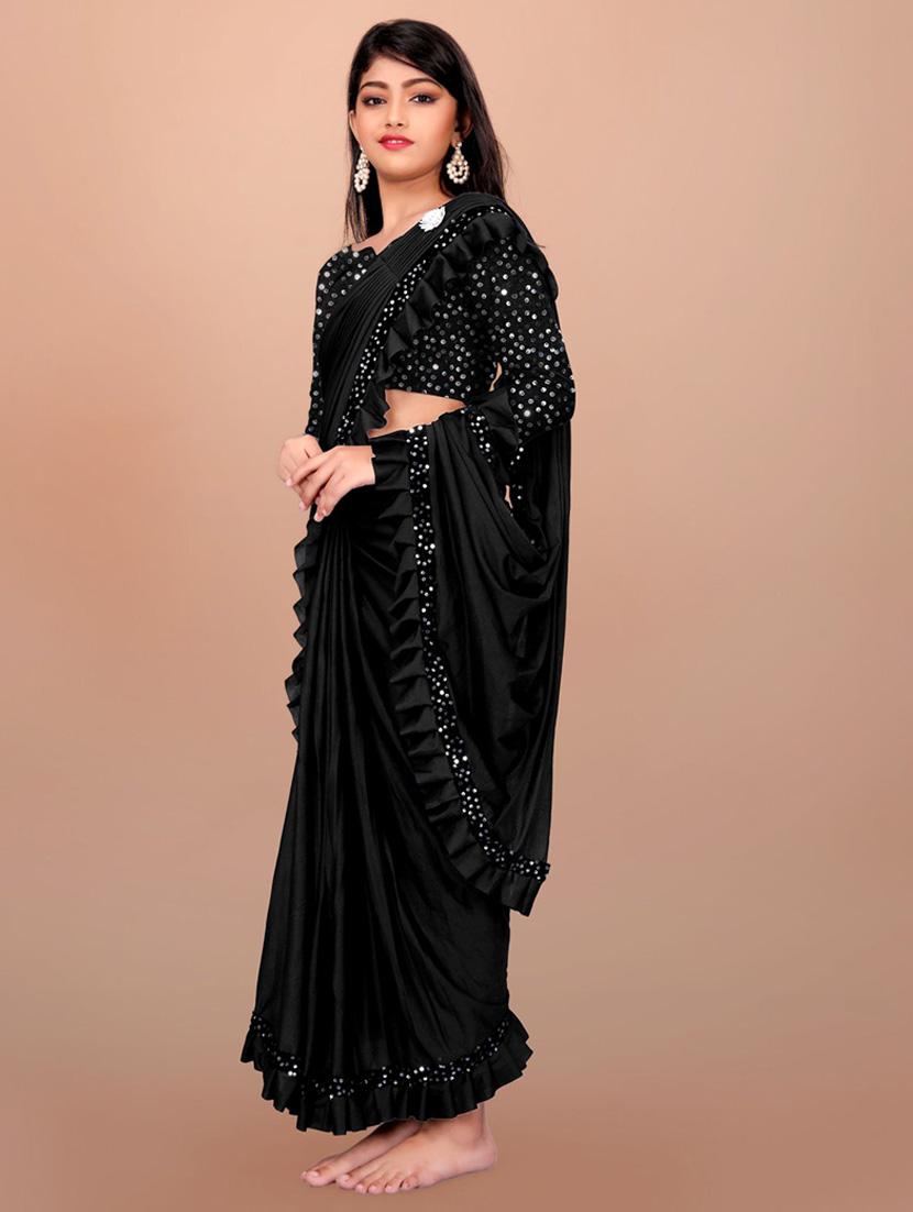 girls embellished ready to wear ruffle saree - 22042305 - Standard Image - 2