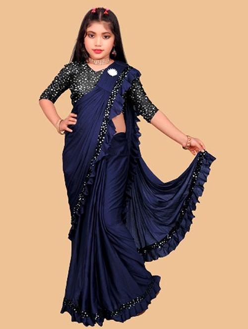 girls embellished ready to wear saree - 22042306 - Standard Image - 0