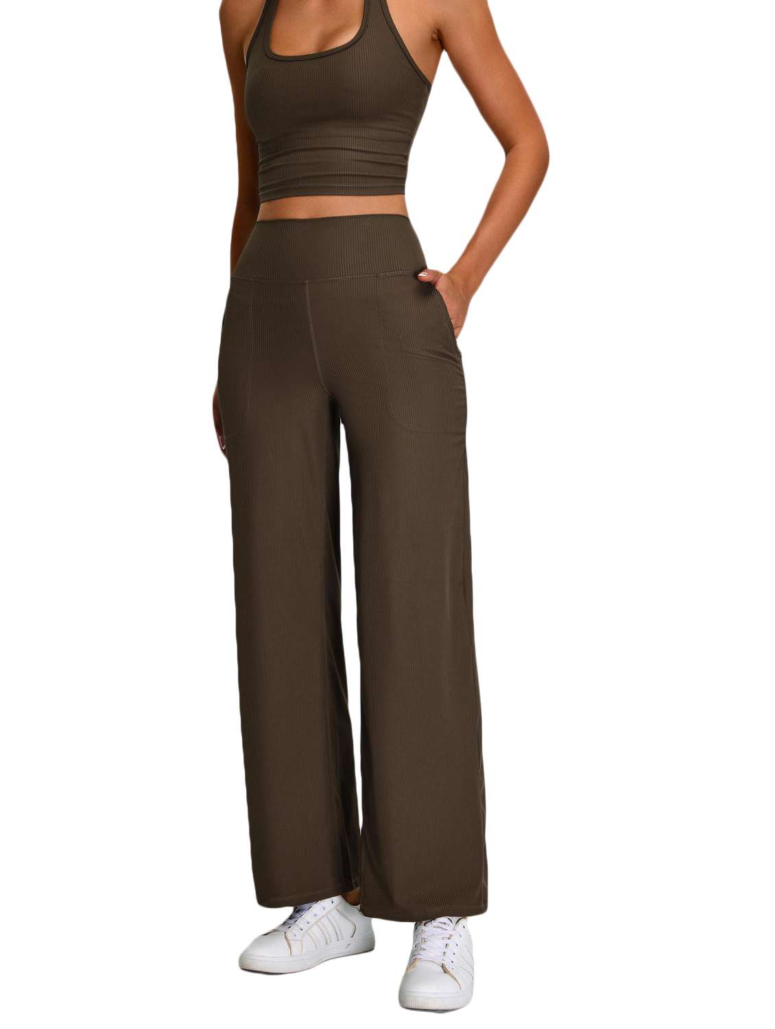 women brown solid active wear set - 22042313 -  Standard Image - 2