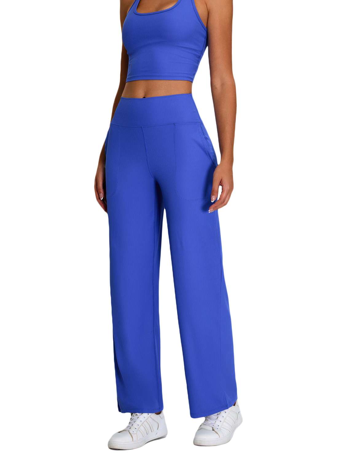 women blue solid active wear set - 22042314 -  Standard Image - 2