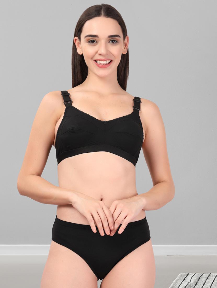 women pack of 3 solid bra and panty set - 22042378 - Standard Image - 2
