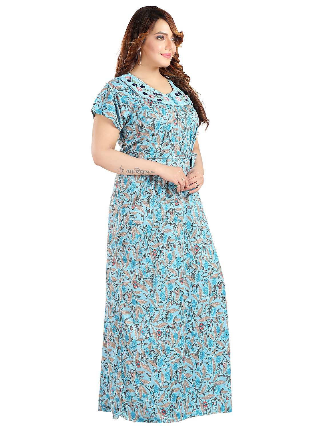 women floral print short sleeve nighty - 22042386 -  Standard Image - 2