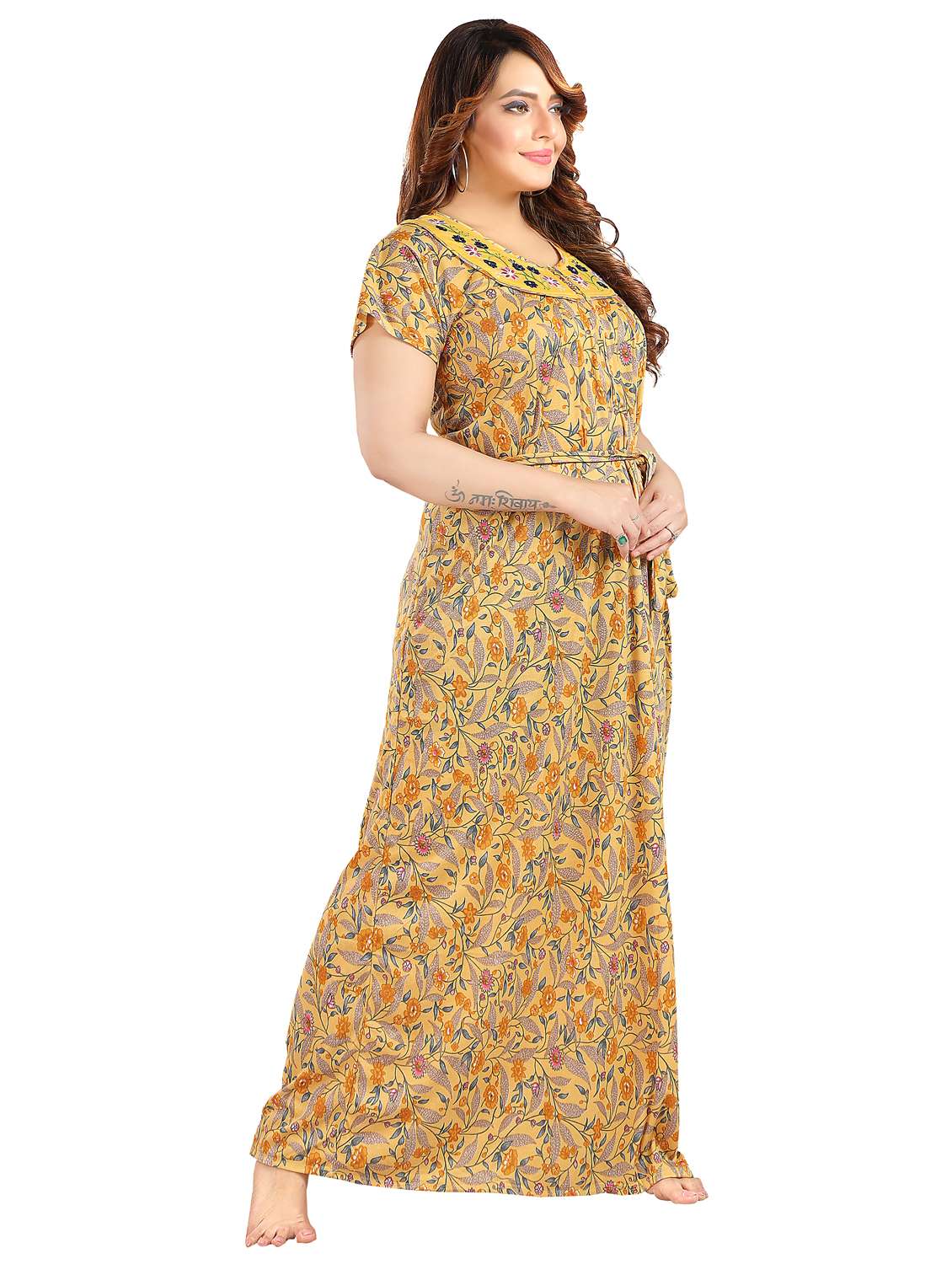 women floral printed short sleeve nighty - 22042387 -  Standard Image - 2