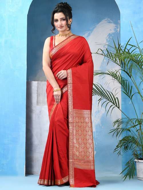 women solid with bordered saree with blouse - 22042432 - Standard Image - 0