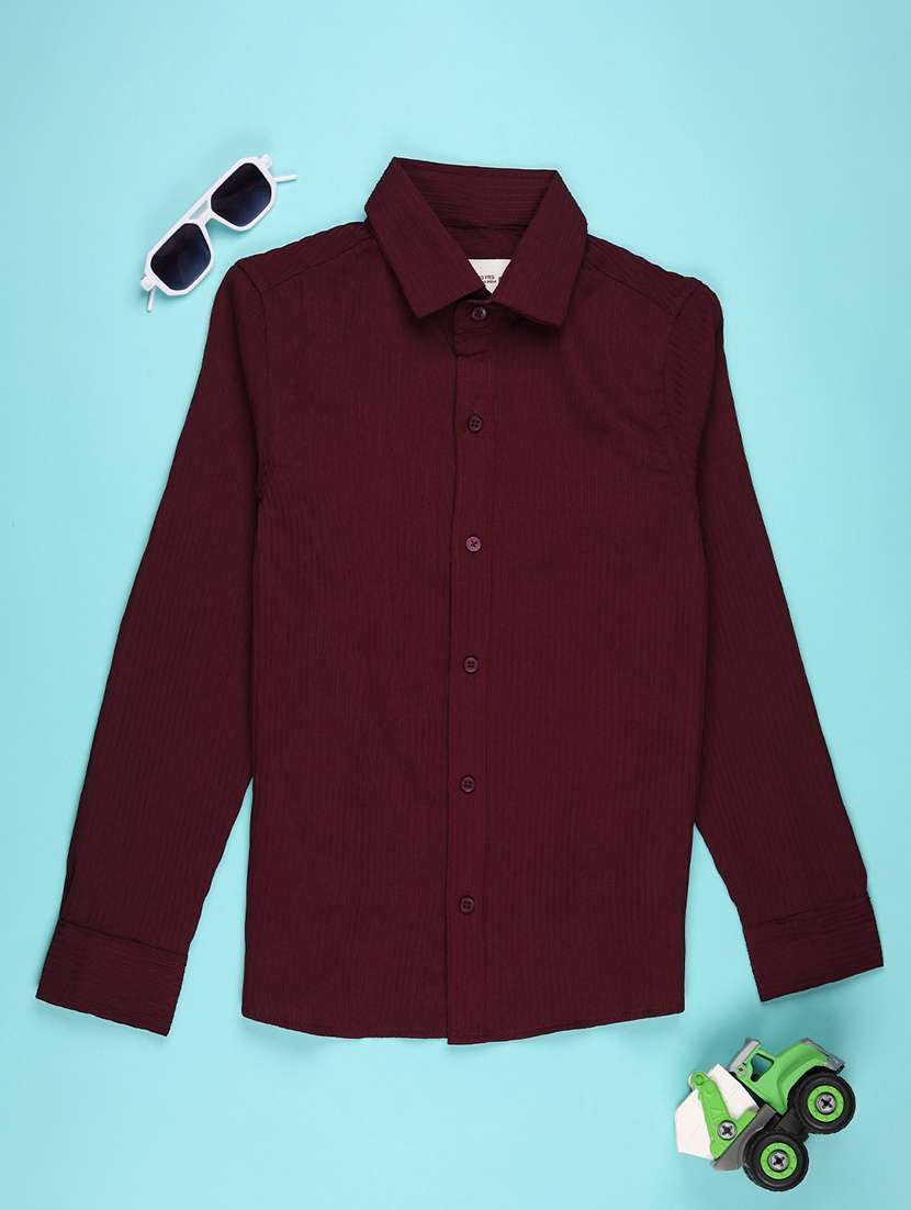 boys solid long sleeve casual shirt