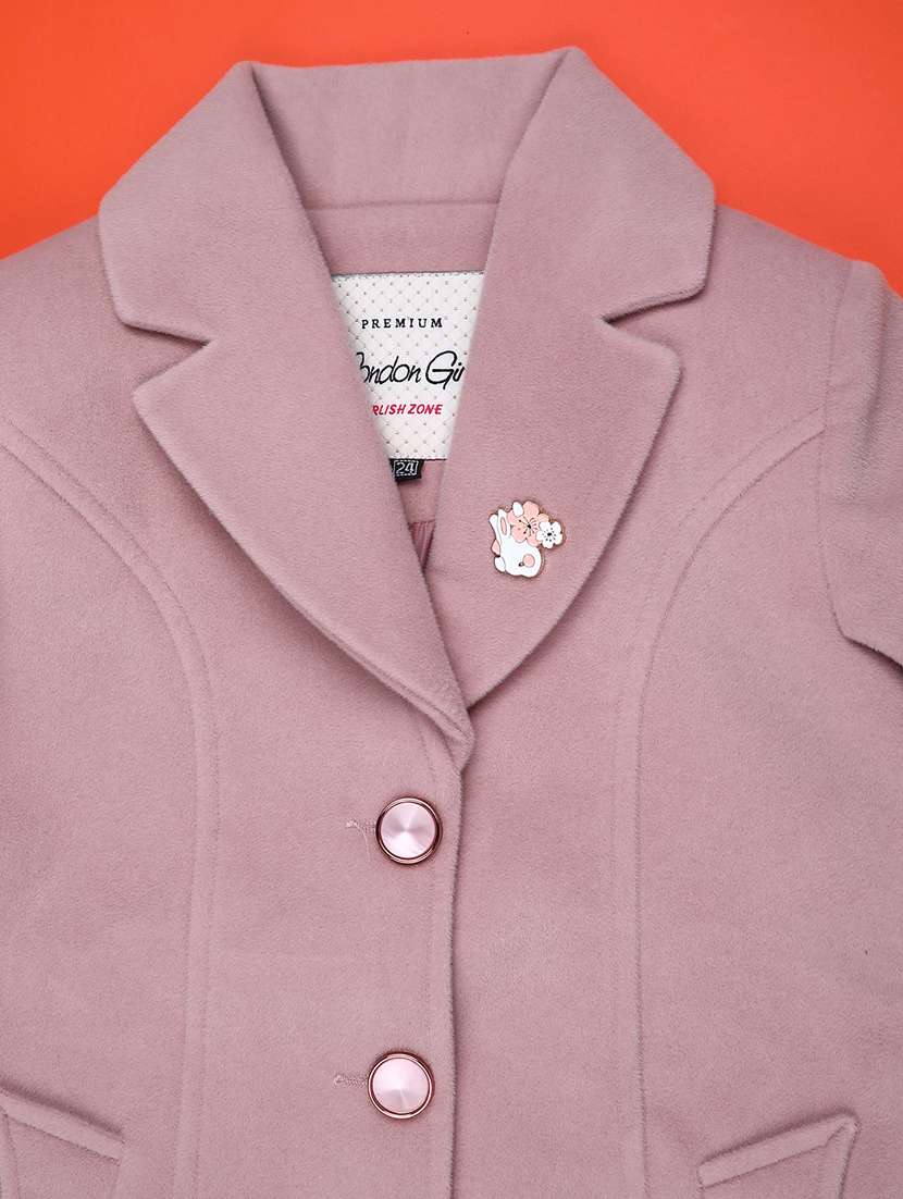 girls solid long sleeve regular coat - 22042597 -  Standard Image - 2