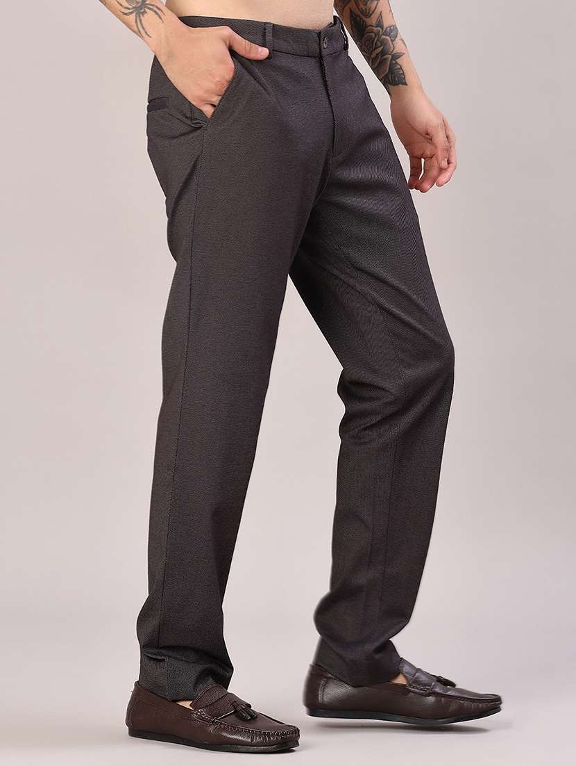 men solid mid rise flat front casual trouser - 22042623 -  Standard Image - 2