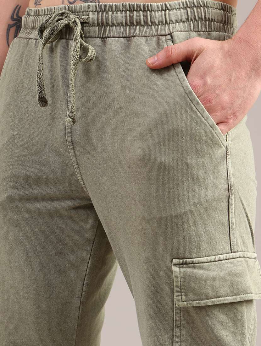 men solid mid rise cargos - 22042664 -  Standard Image - 2