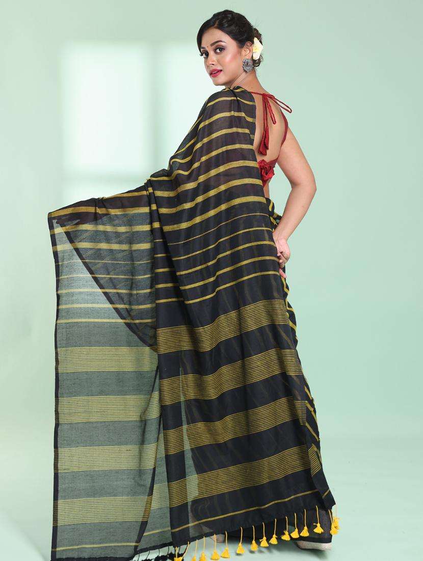 women striped handloom saree with blouse - 22042738 -  Standard Image - 2