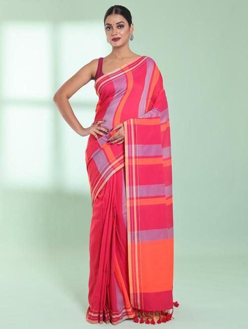 women striped handloom saree with blouse - 22042743 - Standard Image - 0
