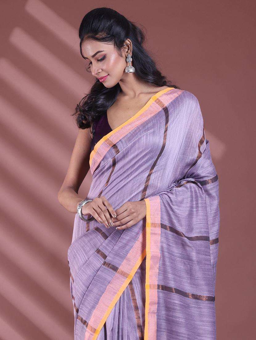 women striped handloom saree with blouse - 22042799 -  Standard Image - 2