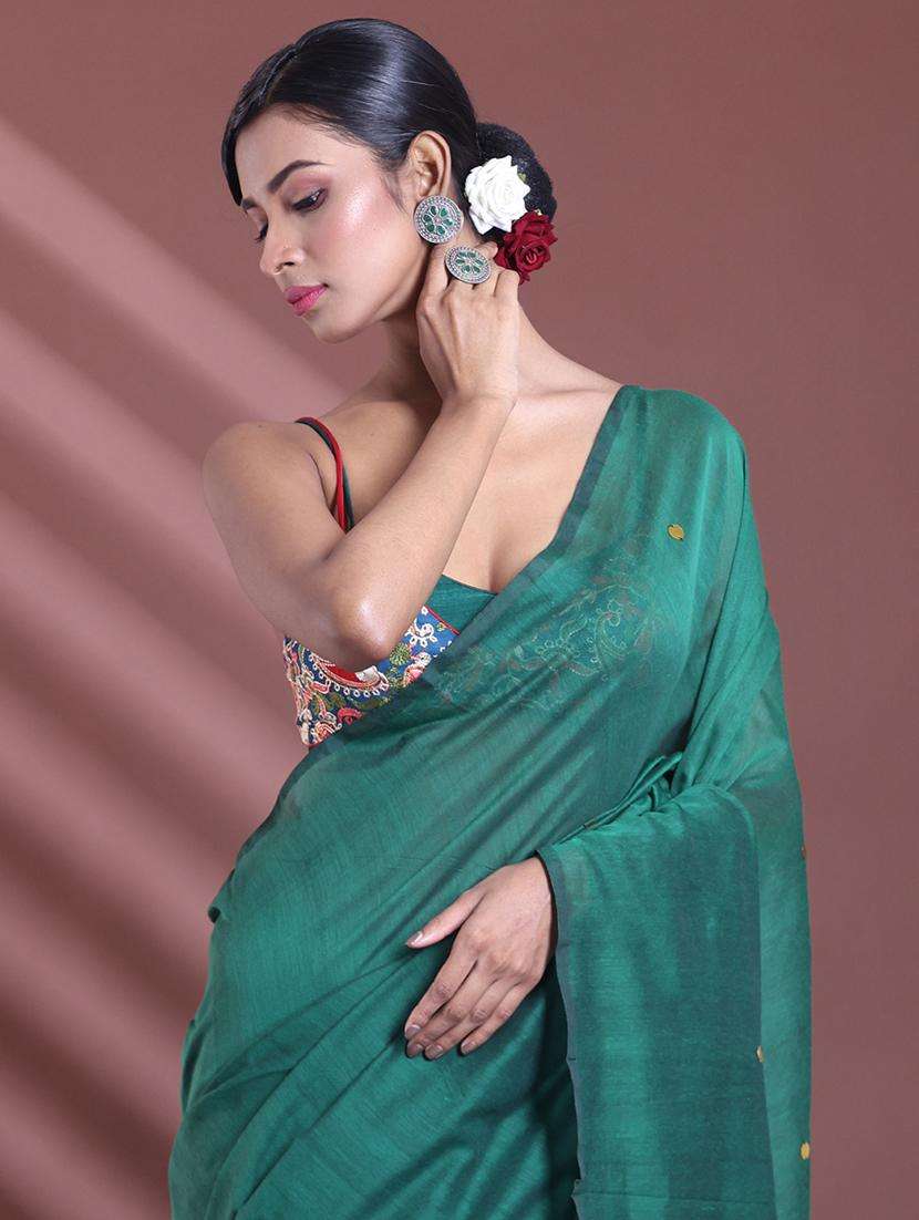 women solid with work embellished saree with blouse - 22042800 -  Standard Image - 2