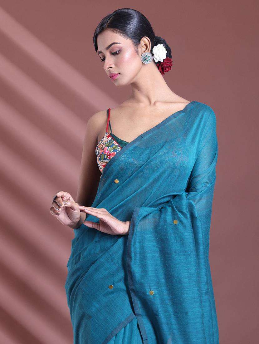 women solid with work embellished saree with blouse - 22042802 -  Standard Image - 2