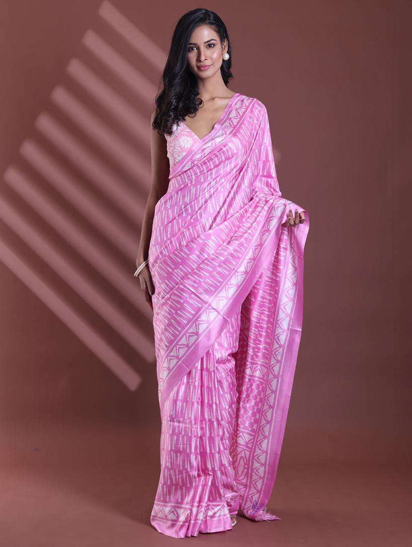 women printed casual wear saree with blouse