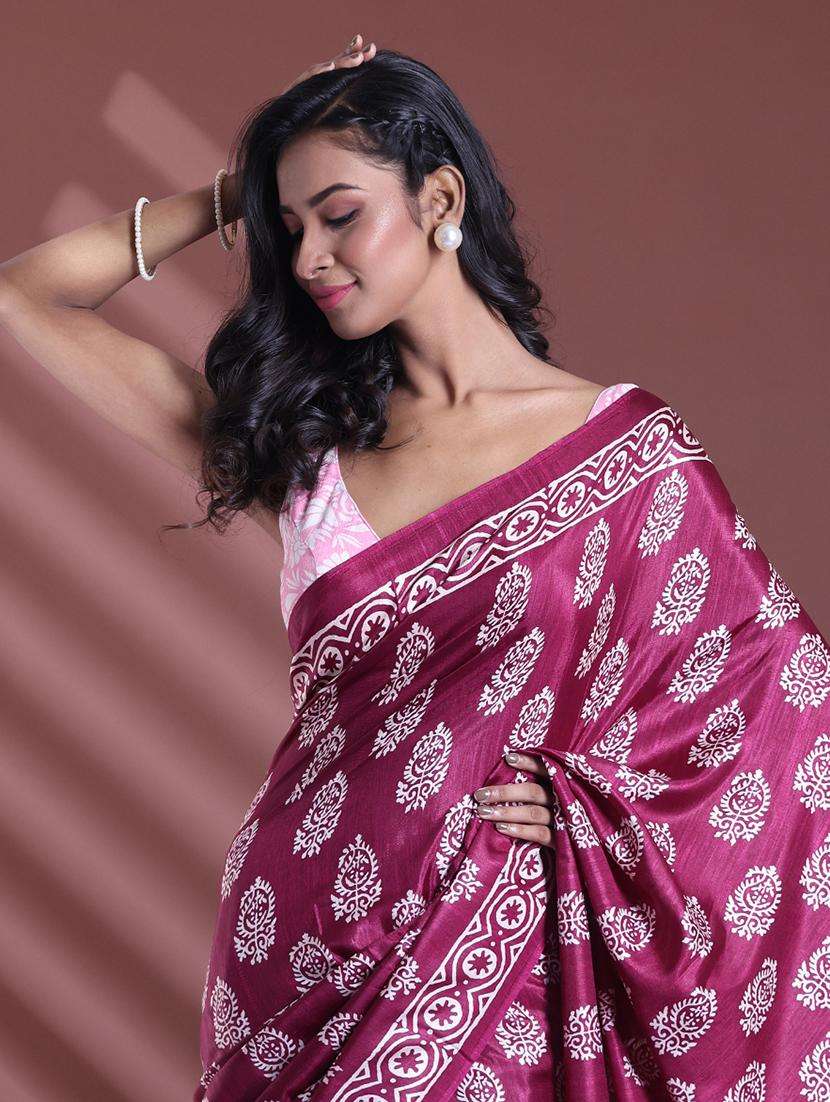women printed casual wear saree with blouse - 22042812 -  Standard Image - 2
