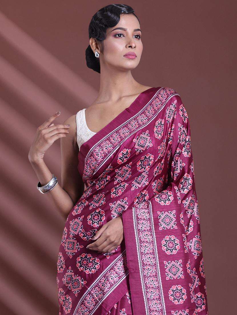 women printed casual wear saree with blouse - 22042816 -  Standard Image - 2