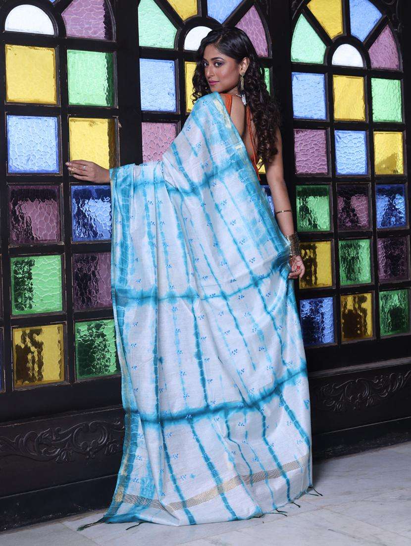 women shibori printed saree with blouse - 22042856 -  Standard Image - 2