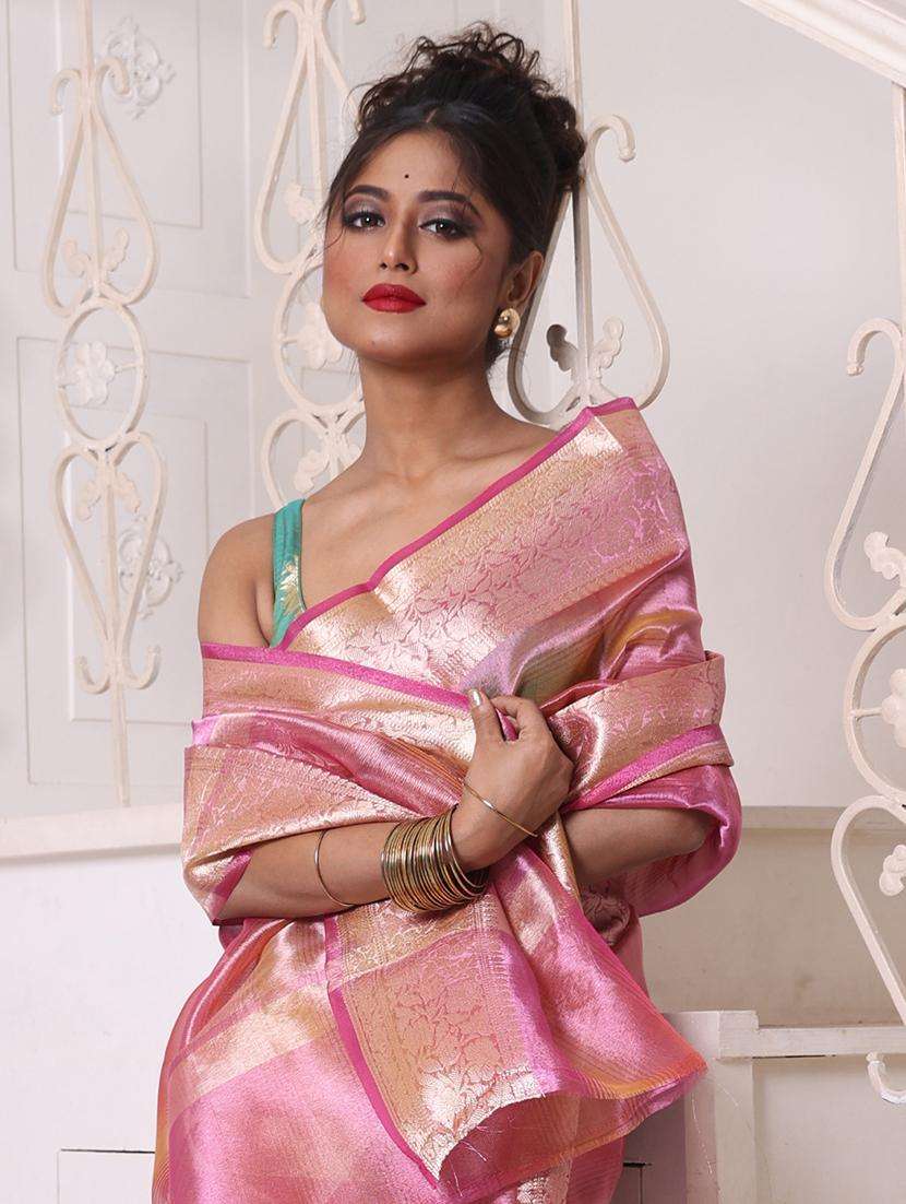 women solid with bordered saree with blouse - 22042919 -  Standard Image - 2