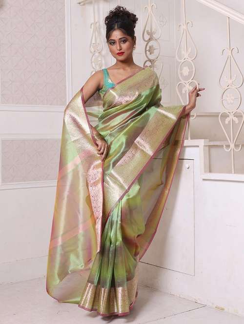 women solid with bordered saree with blouse - 22042920 -  Standard Image - 0